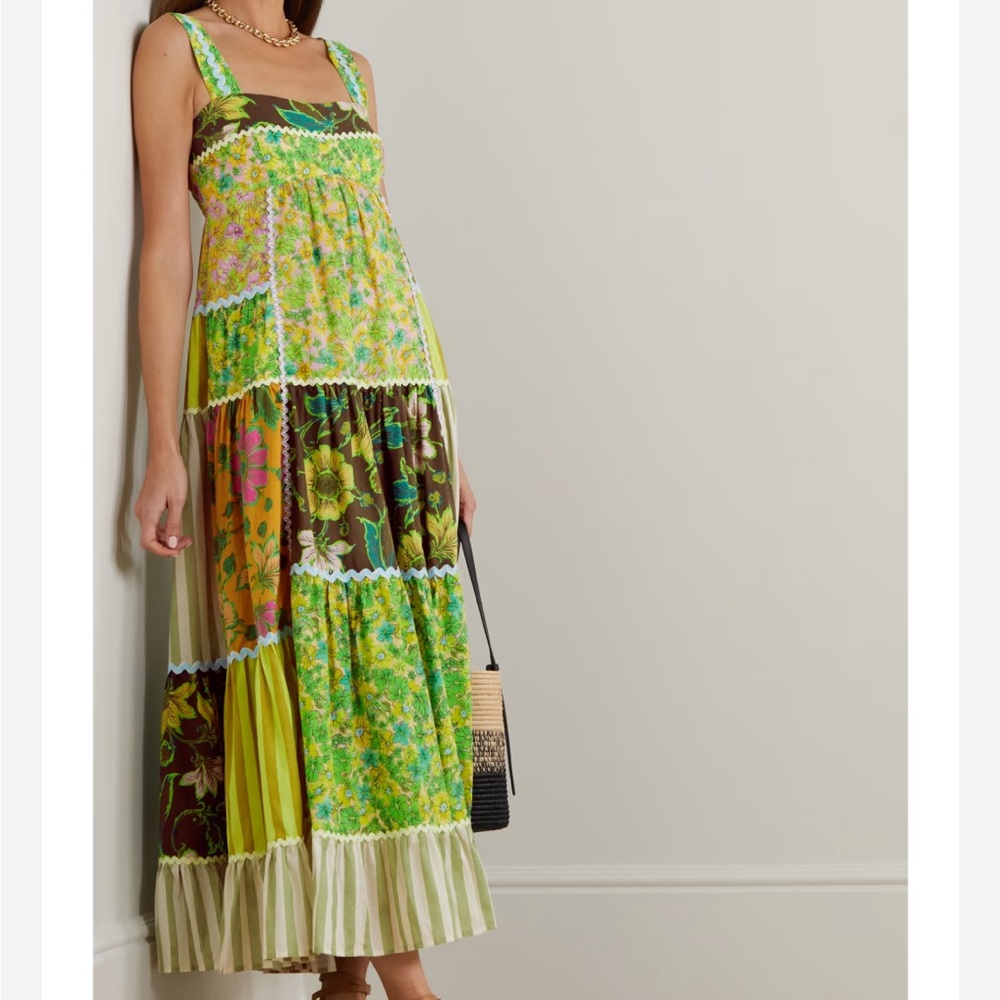 Alemais Winnie Patchwork Maxi Dress Cotton Multicolor Floral Size 6 Spring